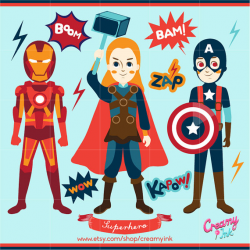 Avengers Superhero Digital Vector Clip art / Super Hero Boys Clipart ...