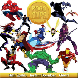 48 Avengers Clipart Characters Cartoon - Printable PNG Instant ...
