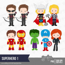 SUPERHERO 1 Digital Clipart , Avengers Digital Clipart / Instant ...