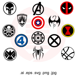 Superhero SVG symbols clipart Avengers decal decoration Marvel