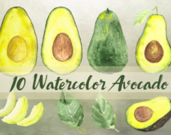 Watercolor avocado | Etsy