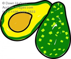 Clipart Image of a Whimsical Drawing of a Whole Avocado and a Sliced ...
