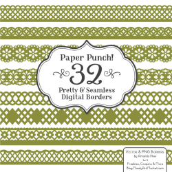 32 Premium Avocado Paper Punch Lace Borders Clipart & Vectors