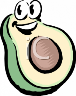 Cartoon Clipart Picture of an Avocado with a Face - foodclipart.com
