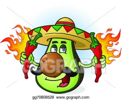 EPS Vector - Avocado mexican cartoon character. Stock Clipart ...