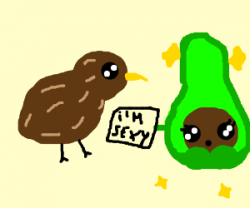 Sexy avocado and kiwi bird. - drawing by Yume chibi