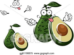 Vector Art - Avocado fruit character and seed with cut. Clipart ...
