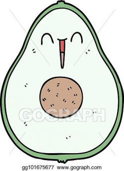 Vector Art - Cartoon happy avocado. Clipart Drawing gg101675677 ...