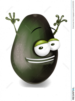 Happy Avocado Cartoon Character Laughing Joyfully Illustration ...