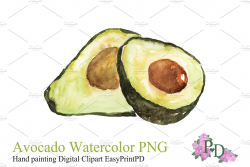 Avocado Watercolor Illustration PNG ~ Illustrations ~ Creative Market