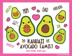Avocado clipart, kawaii avocado clip art, cute avocado clip art ...