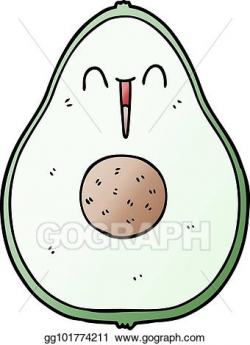 Vector Art - Cartoon happy avocado. Clipart Drawing gg101774211 ...