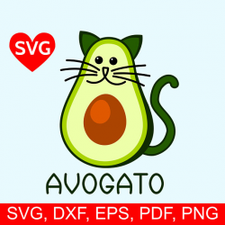 Funny Avogato SVG File Cute Avocado Cat SVG Funny Cinco de