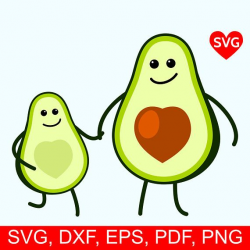 Avocado Kid and Mom SVG File, Printable Avocado Mom Clipart, Cute ...
