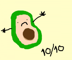 sad avocado with arms