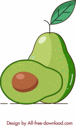 Avocado icon flat slice sketch retro design Free vector in ...