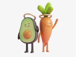 Cartoon Fruits And Vegetables, Cartoon, Avocado, Carrot PNG Image ...