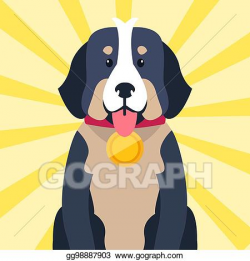 Vector Art - Bernese mountain dog with award on neck isolated ...