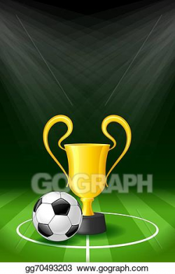 Vector Illustration - Soccer background with ball and award trophy ...