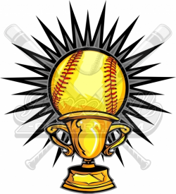 Softball Champions Design Trophy Vector Clipart Image