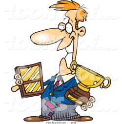Clipart of a Cartoon Red Haired White Businessman Holding His Awards ...