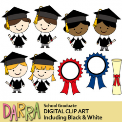 Graduation clip art / School graduate kids clipart