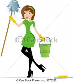 House Cleaning Clip Art Free | - Cleaning Woman with Mop and Bucket ...