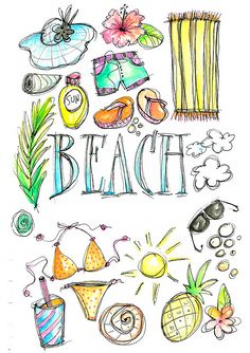 Summer Clipart Watercolor Digital Download Beach Party Vacation ...