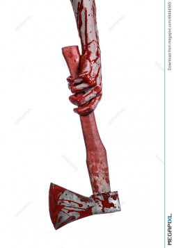 Bloody Halloween Theme: Bloody Hand Holding A Bloody Butcher's Ax ...