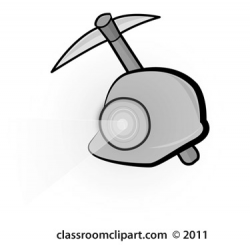 Clipart - miners-helmet-with-light-ax-gray - Classroom Clipart