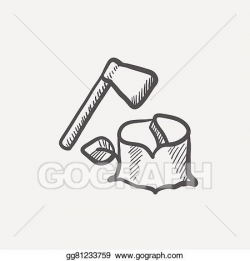 Vector Art - Ax and wood sketch icon. Clipart Drawing gg81233759 ...