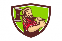 Lumberjack Axe Shield Retro ~ Illustrations ~ Creative Market