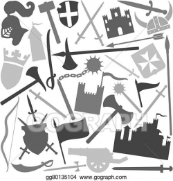 Vector Art - Seamless pattern with medieval icon. Clipart Drawing ...