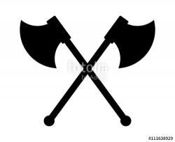 Crossed battleaxe or battle axe flat icon for games and websites ...
