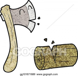 Vector Art - Cartoon axe chopping wood. Clipart Drawing gg101671689 ...
