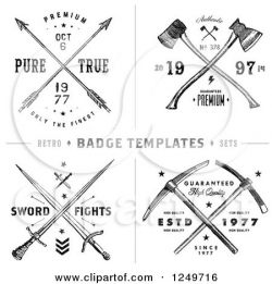Clipart of Vintage Arrow Axe and Sword Label Designs with Sample ...