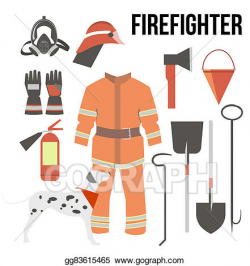 Stock Illustration - Fire-fighter elements set collection ...