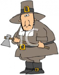 A Pilgrim Man with an Axe - Clipart