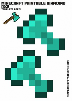 Minecraft printable diamond axe - Template 1 of 4 | Stones BDAY ...