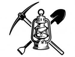 Mining Logo 7 Pick Axe Shovel Tool Lantern Construction