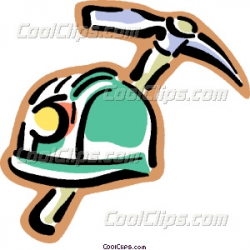 miners helmet with a pick axe Vector Clip art