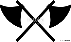 Norse Viking Crossed Axes in Silhouette