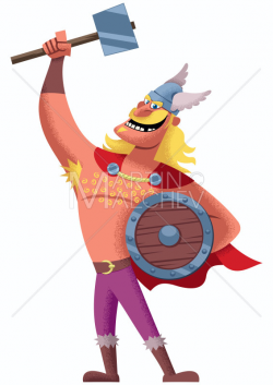 Viking God Thor - Vector Cartoon Clipart Illustration. character ...