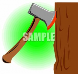 An Axe In a Tree Stump Clipart Picture
