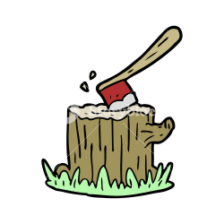 cartoon axe stuck in tree stump Royalty-Free Stock Image - Storyblocks