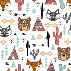 southwest animals // cactus tipi baby fox southwest nursery mint ...