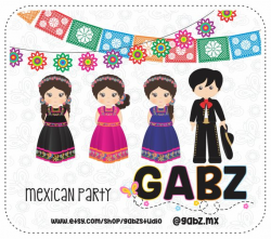 Mexican Party Clipart Aztec Patterns Confetti Background