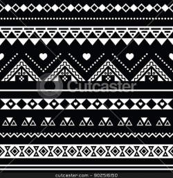 Aztec seamless pattern, tribal black and white background stock vector