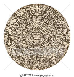 Stock Illustration - Aztec calendar sun stone. Clipart Drawing ...