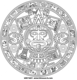 Clipart of Mayan Calendar Line Illustration k8074681 - Search Clip ...